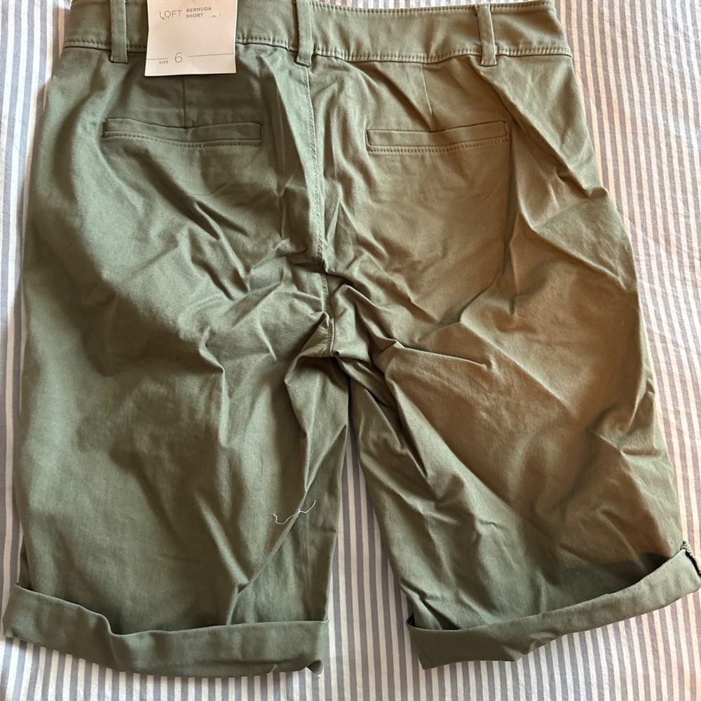 LOFT Women's Olive Green Bermudas - Picture 2 of 4
